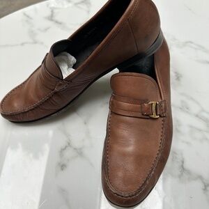 Ferragamo Men's Brown Leather Loafers Size 9.5D